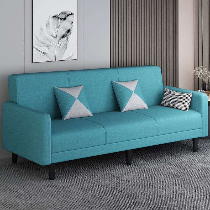 Convertible Sofa in Gray/Cerulean/Off-White with Armrest and 3 Pillows