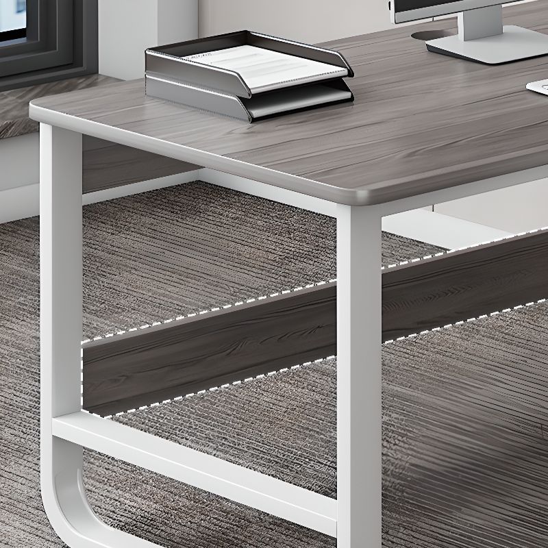 Modern Rectangular Laminate Desk with Gray/Auburn/Unfinished Color and Drawers, Perfect Office Computer Desk with Cable Management