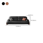 Modern Solid Color Scratch-defiant Standard Sofa in Black/Auburn, Seats 2 with 2 Pillows