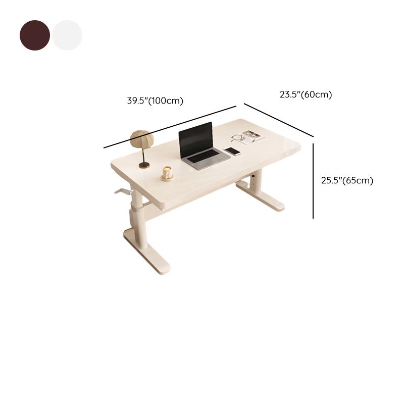 Casual Manual Auburn/White Standalone Standing Desk with Trestle Base, Adjustable Height, Mildew Resistant