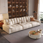 Modish Solid Color Stain Resistant Standard Sofa/Single Sofa in Beige with Pillow Top Arm and 2 Pillows/1 Pillow, Available in 4-seater/3-seater/6-Seater