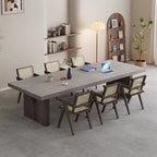 Modern Rectangular Pine Wood Gray Conference Desk