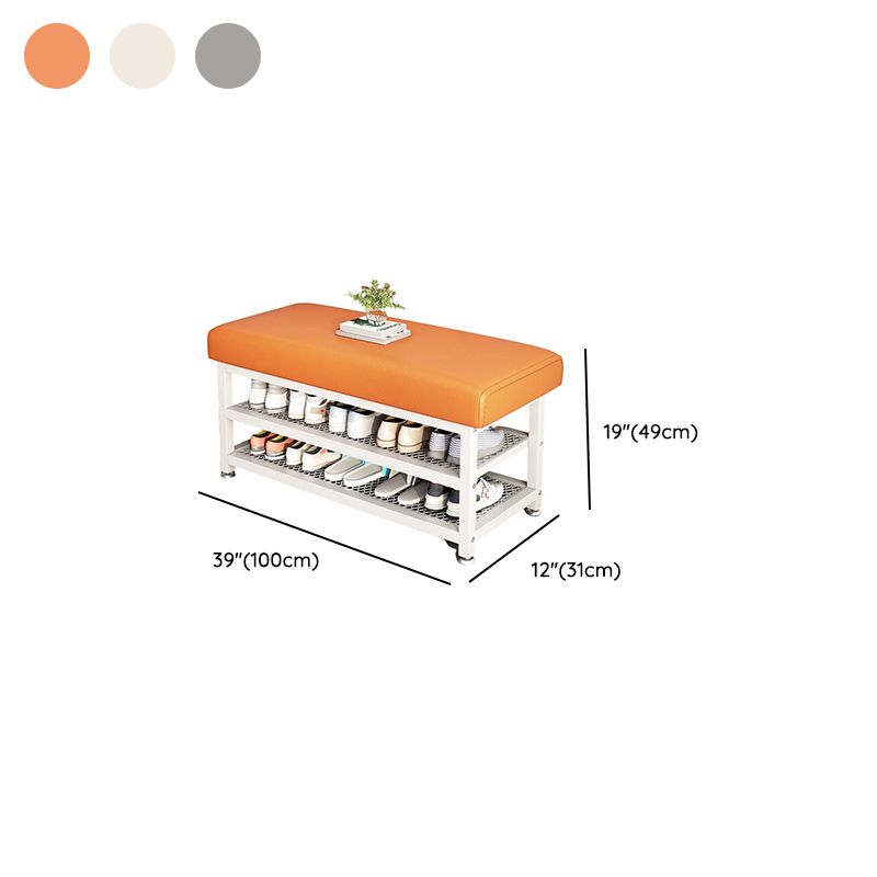 Trendy Upholstered Solid Color Entryway Bench with Stockroom Storage and Cushioned Seat