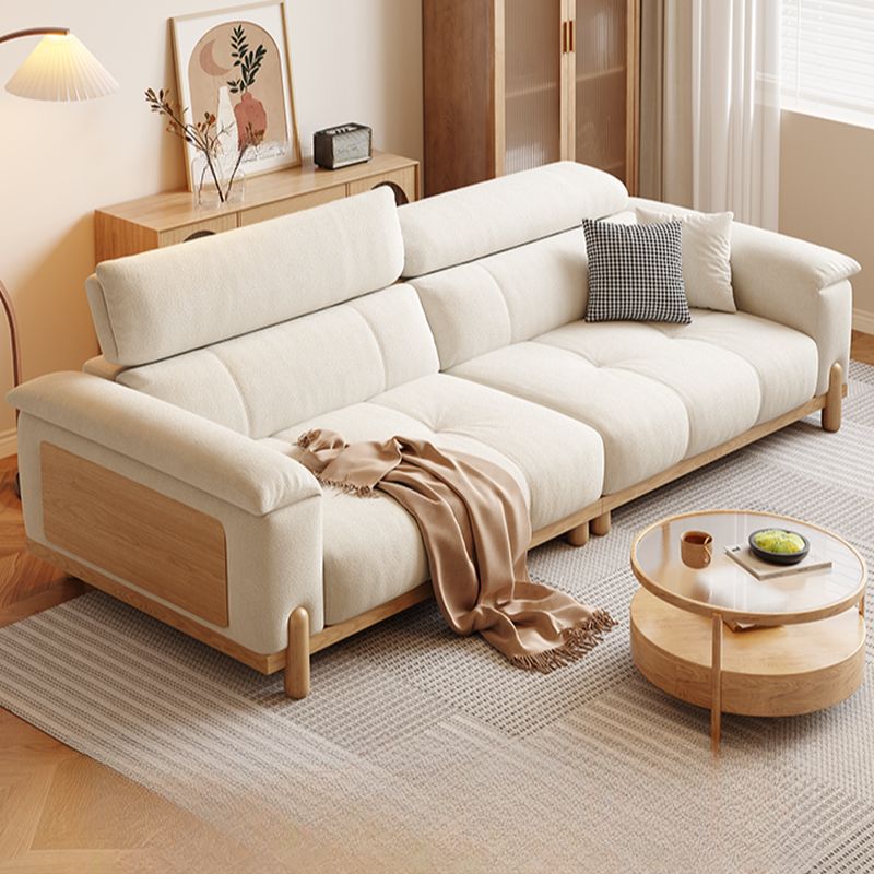Contemporary Modern Solid Color Water Resistant Standard Sofa in Off-White for 2 People with 2 Pillows