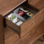 Trendy Walnut Wood Console Dresser/Semainier with 5 Drawers in Horizontal/Vertical Orientation