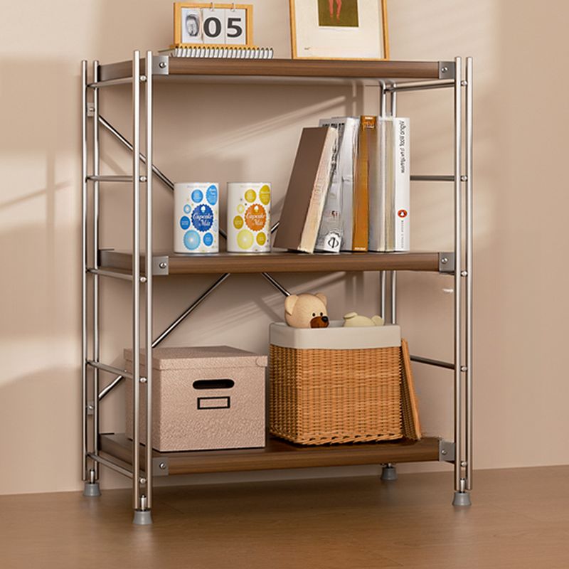 Tan Minimalist Decorative Shelf with Shelves in Steel, Detached Installation