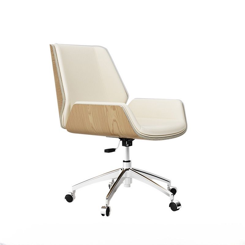 Art Deco Tanned Hide Studio Chairs in Ink/Lemon Color/Amber Color with Swivel Wheels, Fixed Arms, and Ergonomic Design