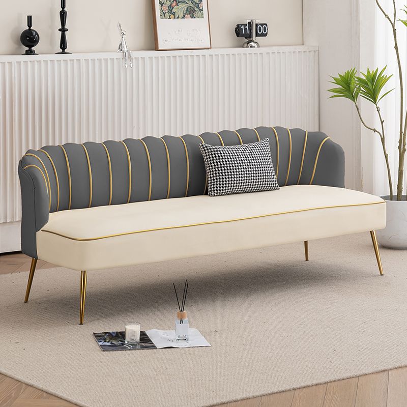 Modish Solid Color Stain Resistant Standard Sofa/Loveseat in Grey/Beige/Amber Color for 2/4-seater/3-seater with 1 Pillow
