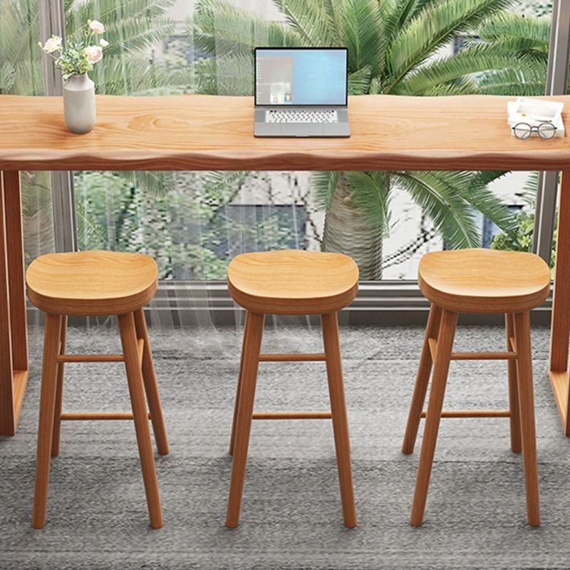 Modern Rectangular Pine Wood Pub Table with Sled Base in Wood Grain