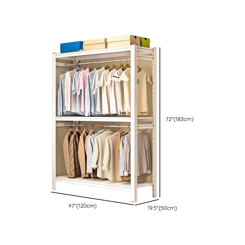 Chalk Modern Simple Style Coat Tree with Container Storage and 2 Shelves in Steel