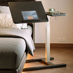Casual Engineered Wood Laptop Cart with Adjustable Height, Casters, and Ergonomic Tilt