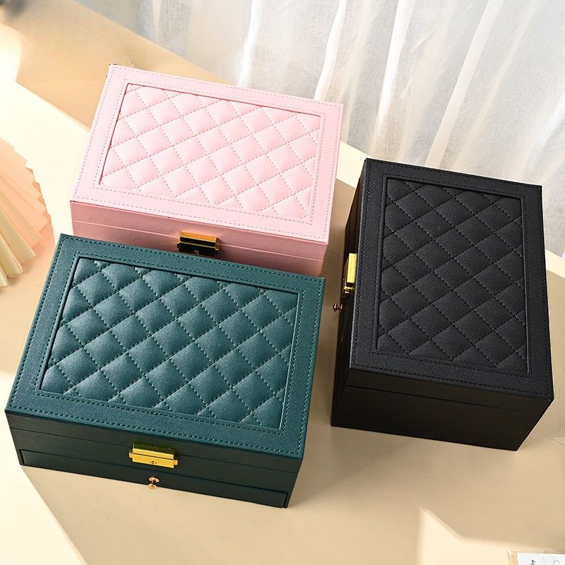 Modern & Contemporary Solid Color Artificial Leather Jewelry Armoire with Drawers