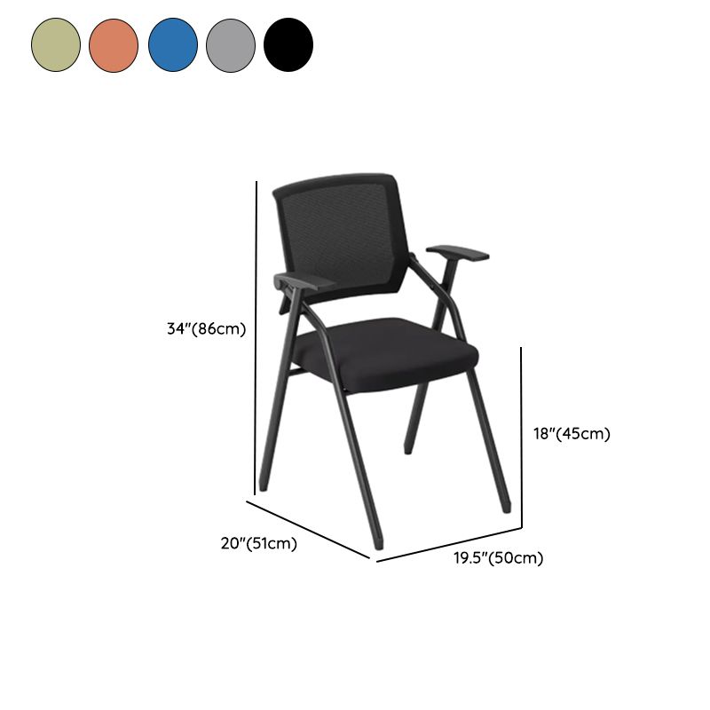 Solid Color Multipurpose Chair with Ventilated Back, With Arms, Pop Up Foldable Metal Frame for Tile Flooring