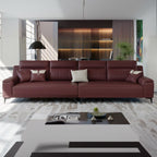 Modish Solid Color Stain Resistant Standard Sofa in Mocha Pu Leather with 2 Pillows, Seats 4/3/2-seater