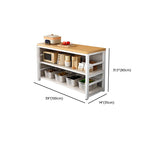 Modish Rectangle Kitchen Island with 3/2 Shelves, Manufactured Wood Countertop, Open Storage in Brown/Natural