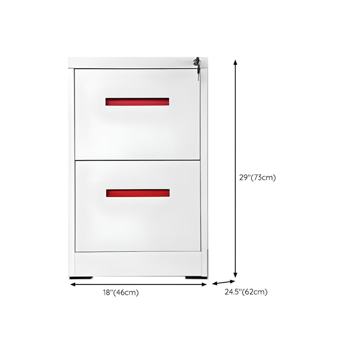 Modern Steel Vertical Filing Cabinet with Lock, Drawers & Self-Close Glides