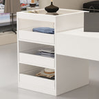 Sepia Rectangle Display Table with Locker and Unfinished Tempered Glass Top, 30-39 in Height, 20-29 in Width