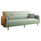Synthetic Leather Convertible Sofa in Grey/Light Blue/Light Green with Arm