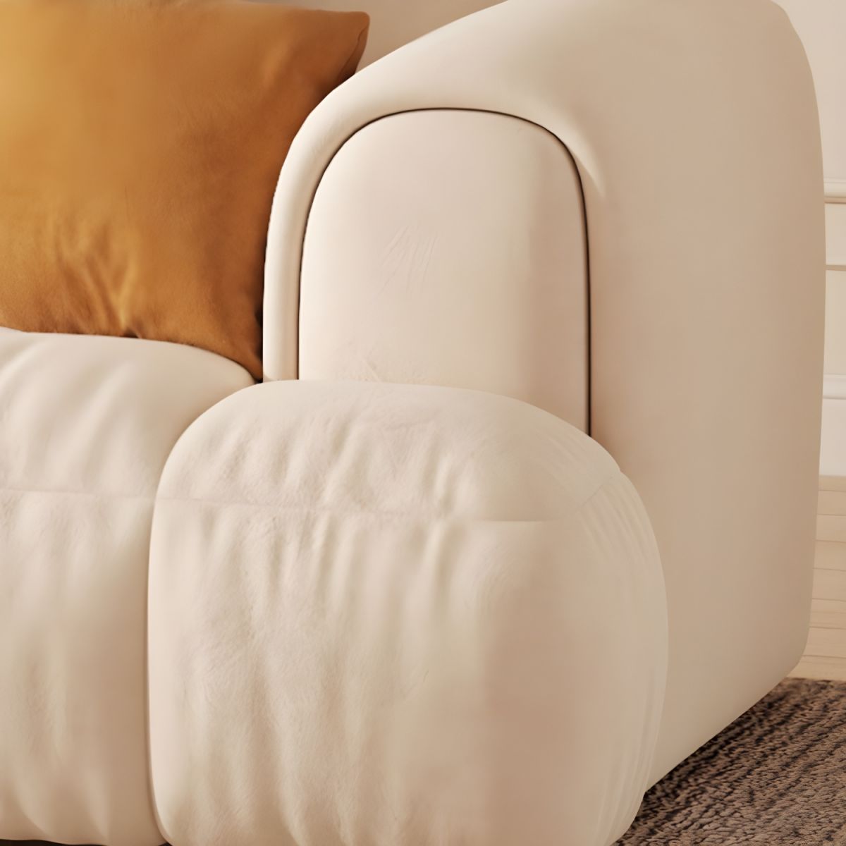 Scandinavian Recessed Arm Sofa 28.7" H Blocks Sofa with Pillows