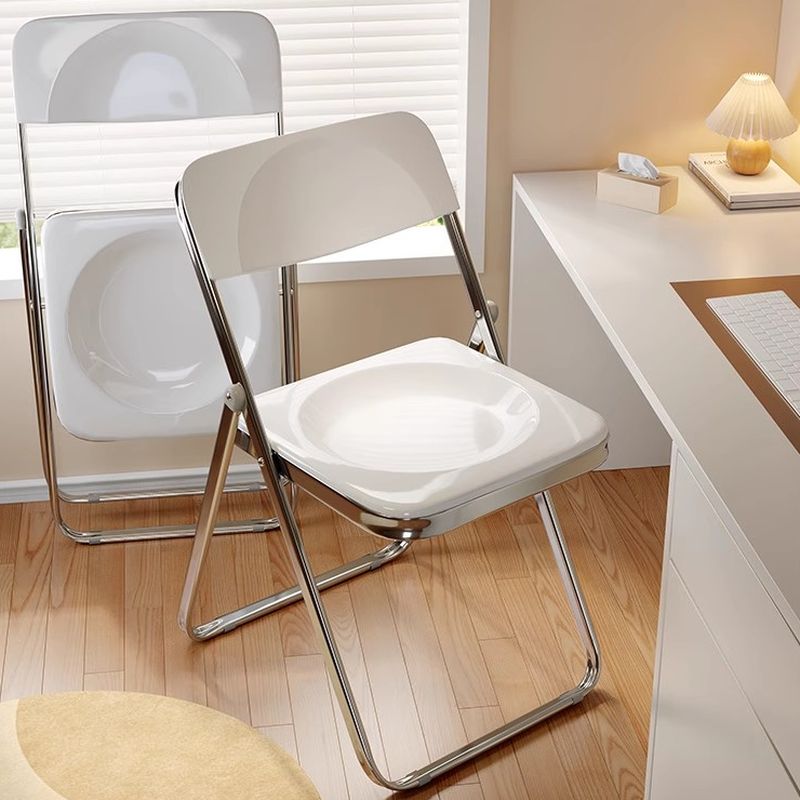 Solid Color Foldable Metal Side Chair with Exposed Back for Tile Flooring - 1 Chair