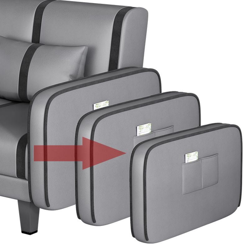 Trendy Solid Color Stain Resistant Standard Sofa/Loveseat in Dark Gray/Cerulean/Light Brown with Arm, Seats 3/2 People, and 2 Pillows