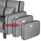 Trendy Solid Color Stain Resistant Standard Sofa/Loveseat in Dark Gray/Cerulean/Light Brown with Arm, Seats 3/2 People, and 2 Pillows