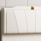Trendy Panel Headboard in Natural Wood with No Distressing, Scooped Shape for Queen/Full Bed, Sponge Upholstery Fill, Standard Height