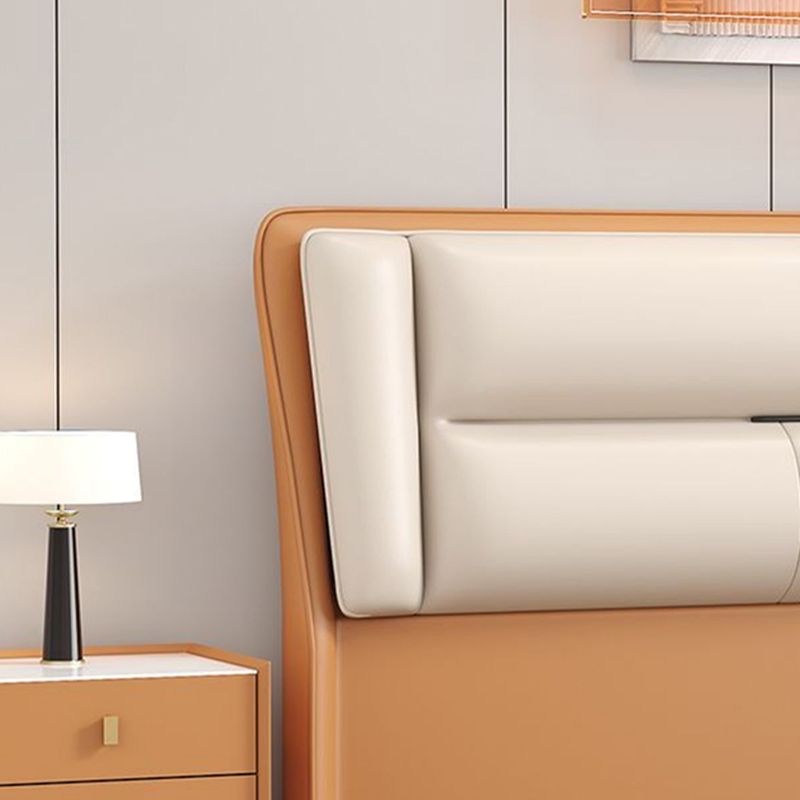 Trendy Panel Headboard in Natural Wood with No Distressing, Rectangle Shape for Twin XL/Full/Queen Bed, Featuring Sponge Upholstery and Standard Height