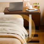 Casual Engineered Wood Laptop Cart with Adjustable Height, Casters, and Ergonomic Tilt