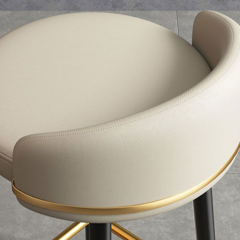 Casual Soft Seating/Rawhide Bar Stools in Midnight Black/Light Gray/Amber Color with Back Round Top and Leg Rest