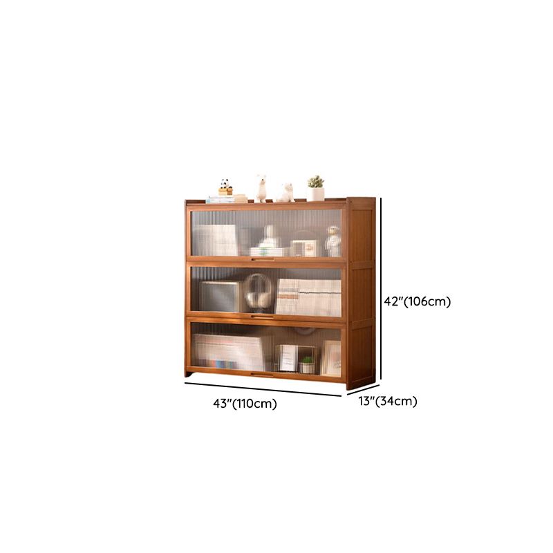 Caramel Vertical Organizing Shelf with 5-Cabinet/4-Cabinet/3 Cabinets, 6-Shelf/5-Shelf/4 Shelves, and Closed Back