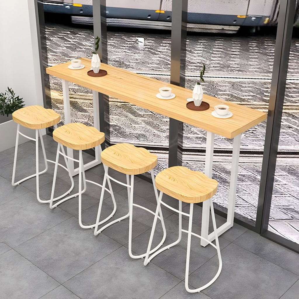Modern Style Rectangle Wood Bar Table 1/5/9 Pieces Bar Table Set for Kitchen