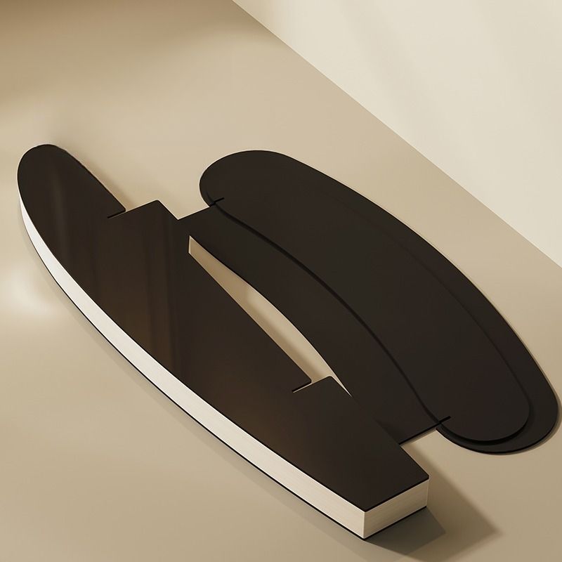 Contemporary Oblong Reception Desk in Ink/Dark Gray Polymerized Material Top