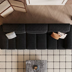 Modish Solid Color Water Resistant/Stain Resistant Standard Sofa/Single Sofa in Midnight Black, Seats 5/4/3 with 3/2/1 Pillows