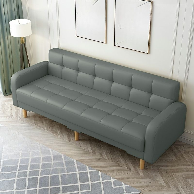 Square Arm Foldable Convertible Sofa with Biscuit Back for Living Spaces