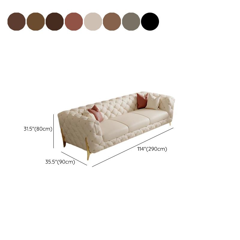 Drawing Room Standard Sofa in Midnight Black/Mocha/Coffee Pu Leather with Armrest and 4 Pillows