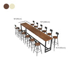 Simplistic Pub Table with Natural Wood Top and Trestle Base in Auburn/Natural Finish, Rectangle Shape with Foot Pedestal