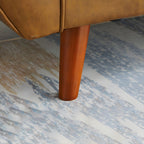 Modern Leather Sofa Flared Arm Button-tufted Loose Back Sofa for Living Room Bedroom