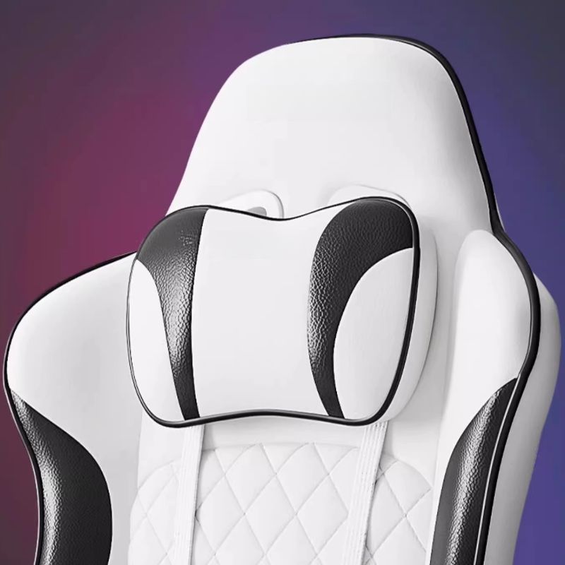 Modern Simple Style Wingbacked Chair with Flexible Height, Upholstered, Nylon Frame in Ink/White, and Adjustable Backrest with Glide Movement