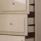 Chalk Casual Raw Wood Combo Dresser with 3 Drawers and Hutch, 3 Interior Shelves, Horizontal