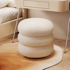 Modish Solid Color Accent Stool in Ink/White/Peony with Drum Base and Upholstered Seat