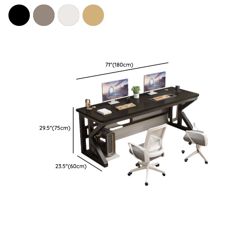 Alloy Sleigh Base Warp Resistant Rectangular Midnight Black Office Computer Desk, CPU Storage Included & Rounded Corners & Cable Management Included