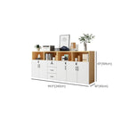 Natural Finish Manufactured Wood Supplies Cabinet with Shelves, Drawers, Locker, Locking Door, and 5-Wide/4-Wide/3-Wide Compartments
