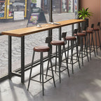 Modern 1/7 Pieces Bar Table Set Rectangle Wood Counter Table with High Stools for Cafe
