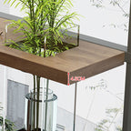 Modern Rectangular Pine Wood Pub Table with Two-sided Pedestal in Wood Grain