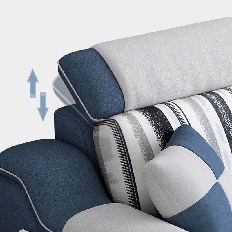 Modish Solid Color Scratch-durable Standard Sofa in Chalk, 5 Person/4-seater/Seats 3 with Receptacle and 2 Pillows
