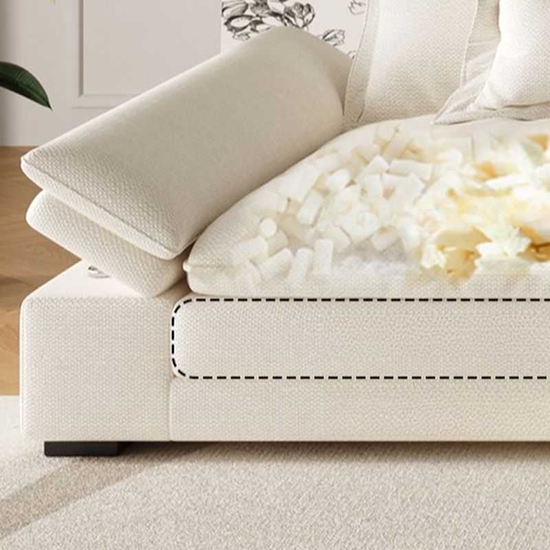Contemporary Solid Color Tear Resistant Standard Sofa in Black/Amber Color/Off-White, Seats 6 with 2 Pillows