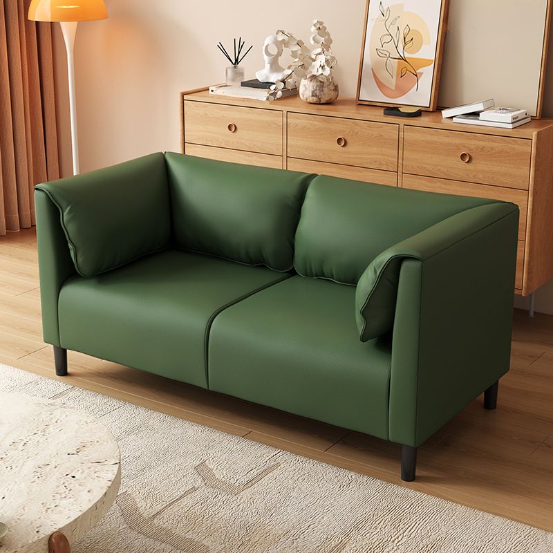 Contemporary Modern Solid Color Stain Resistant Loveseat in Navy Blue/Sage/Amber Color with 2 Pillows, 2-seater