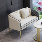 Modern Leather Upholstered Sofa with Sloped Arms in Solid Color