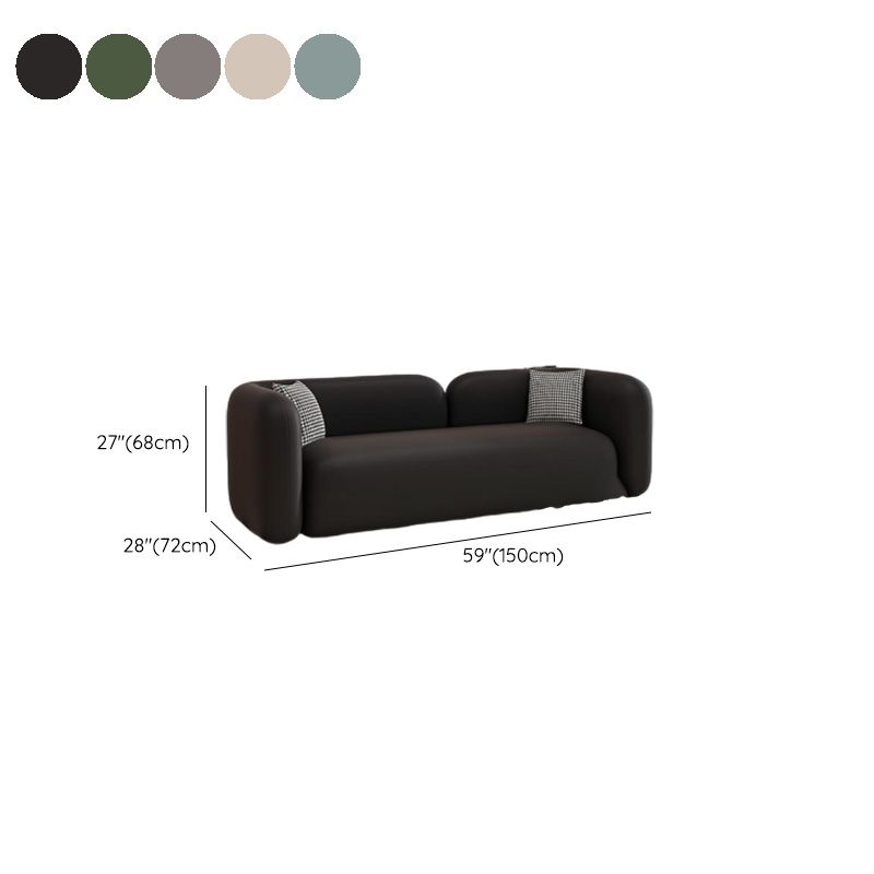 Contemporary Modern Solid Color Stain Resistant Standard Sofa/Loveseat in Pu Leather with Gray/Cerulean/Off-White Upholstery, Seats 4/3/2-seater, and 2 Pillows